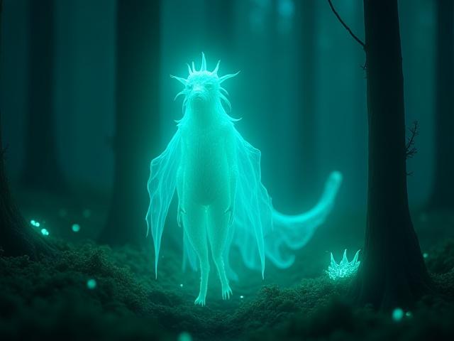 Detaljert animasjon av en skogsånd i en glødende skog